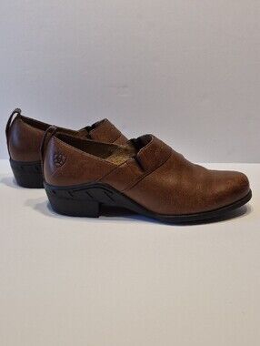 Ariat Women's Brown Leather Slip-On Mules**